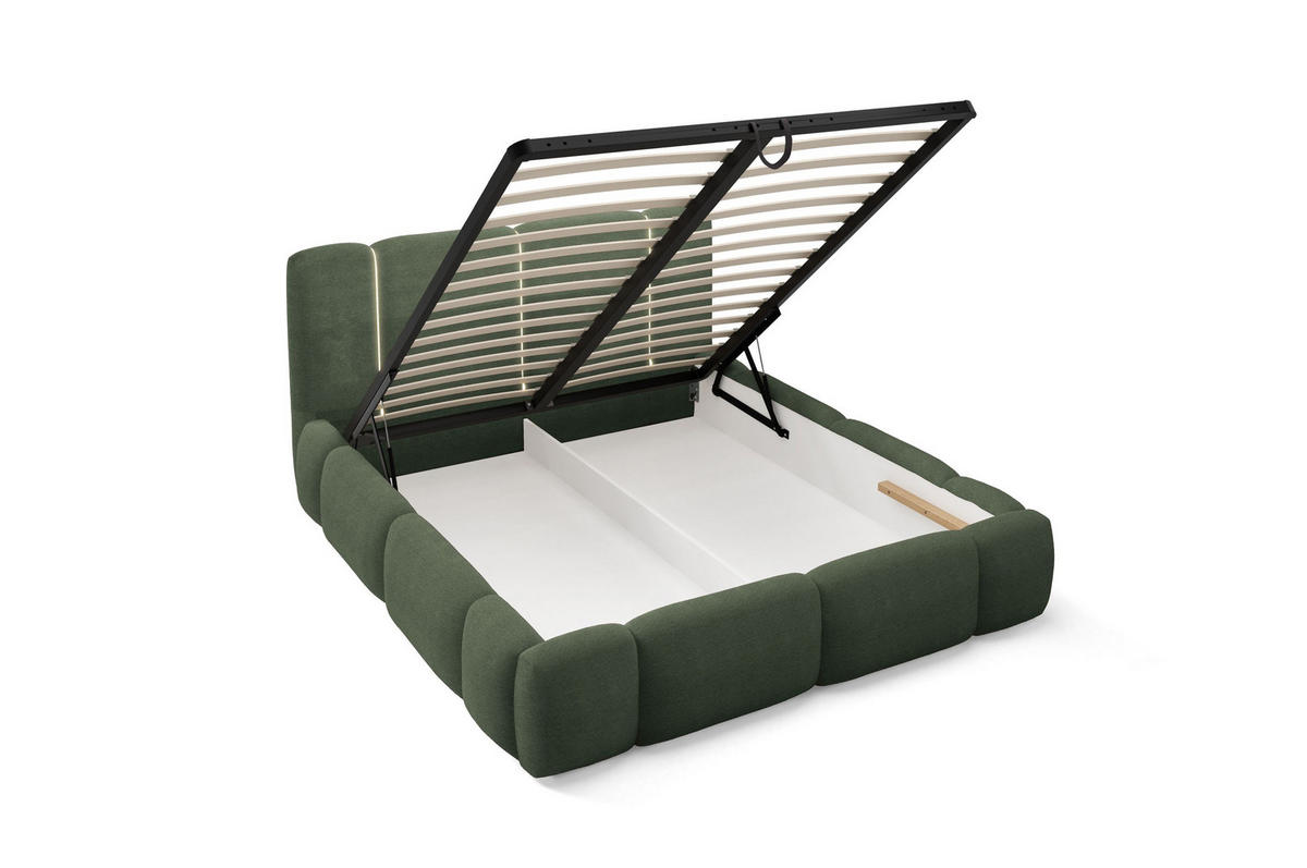 POLSTERBETT mit Stauraum und LED-Beleuchtung 140x200 cm in Grün - Grün, Metall (140/200cm) - Home Collective