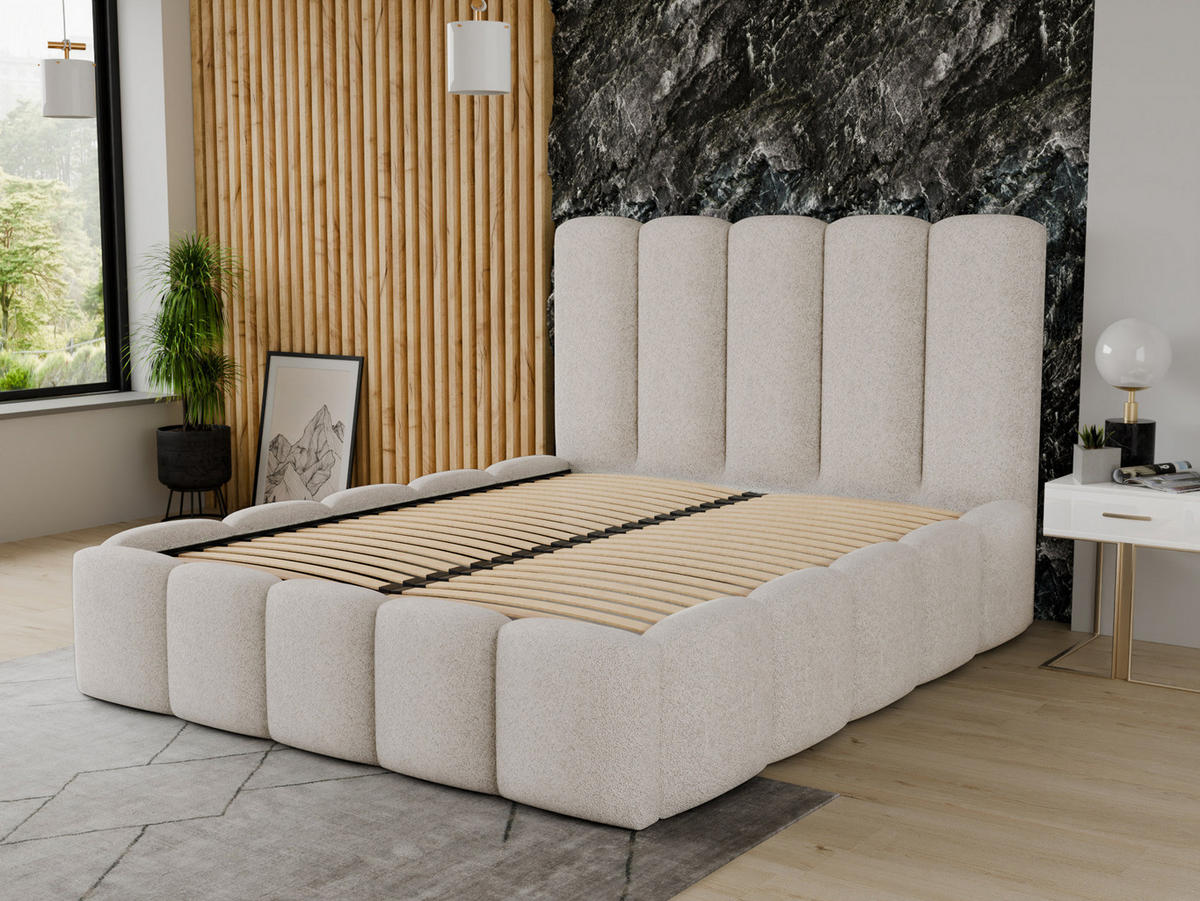 POLSTERBETT Aura - Eichefarben/Creme, Holz/Kunststoff (180/200cm) - Sofnet