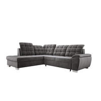ECKSOFA LOTTA SALVADOR Bettkasten verstellbare Kopfstützen hochwertige Verarbeitung lose Rückenkissen freistehend LINKS 212x258x106 cm Dark grey - Dunkelgrau, Holz/Textil (212/258cm) - DomoHome