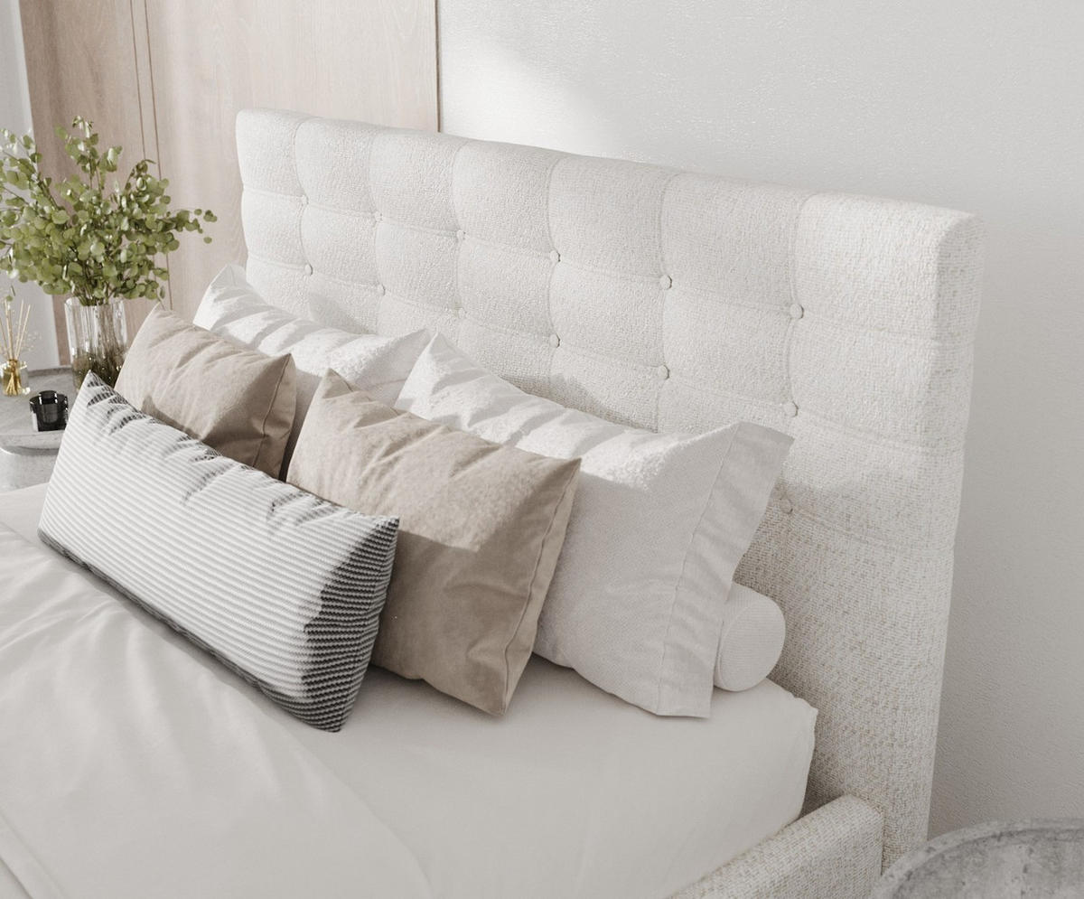 POLSTERBETT Soma 120/200 cm Creme im Neve Stoff - Creme/Naturfarben, Holz/Holzwerkstoff (120/200cm) - AltaBeds