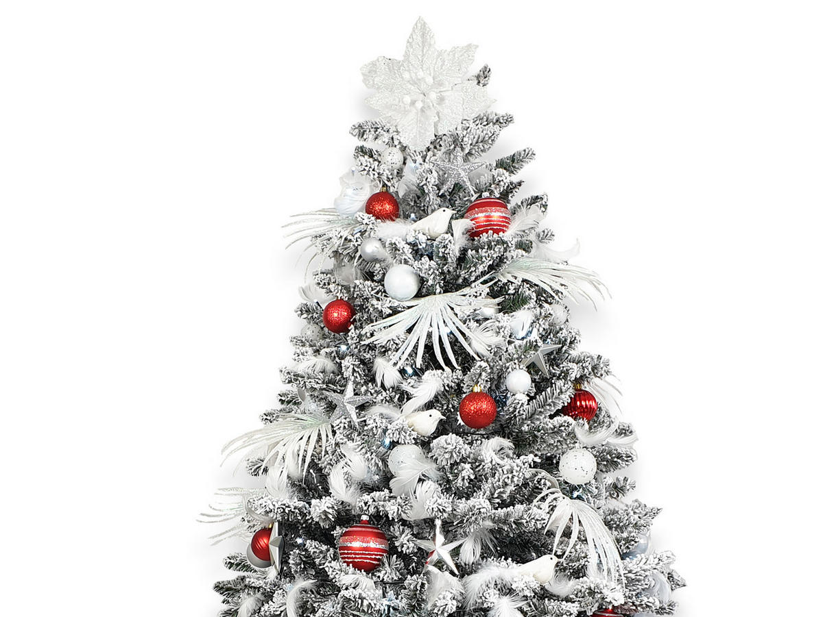 WEIHNACHTSBAUMSCHMUCK-SET POLAR RED II, 133-teilig, für Weihnachtsbäume 120–210 cm, inkl. Aufbewahrungsbox - Rot/Silberfarben, Glas/Kunststoff (55/50/75cm) - LAALU