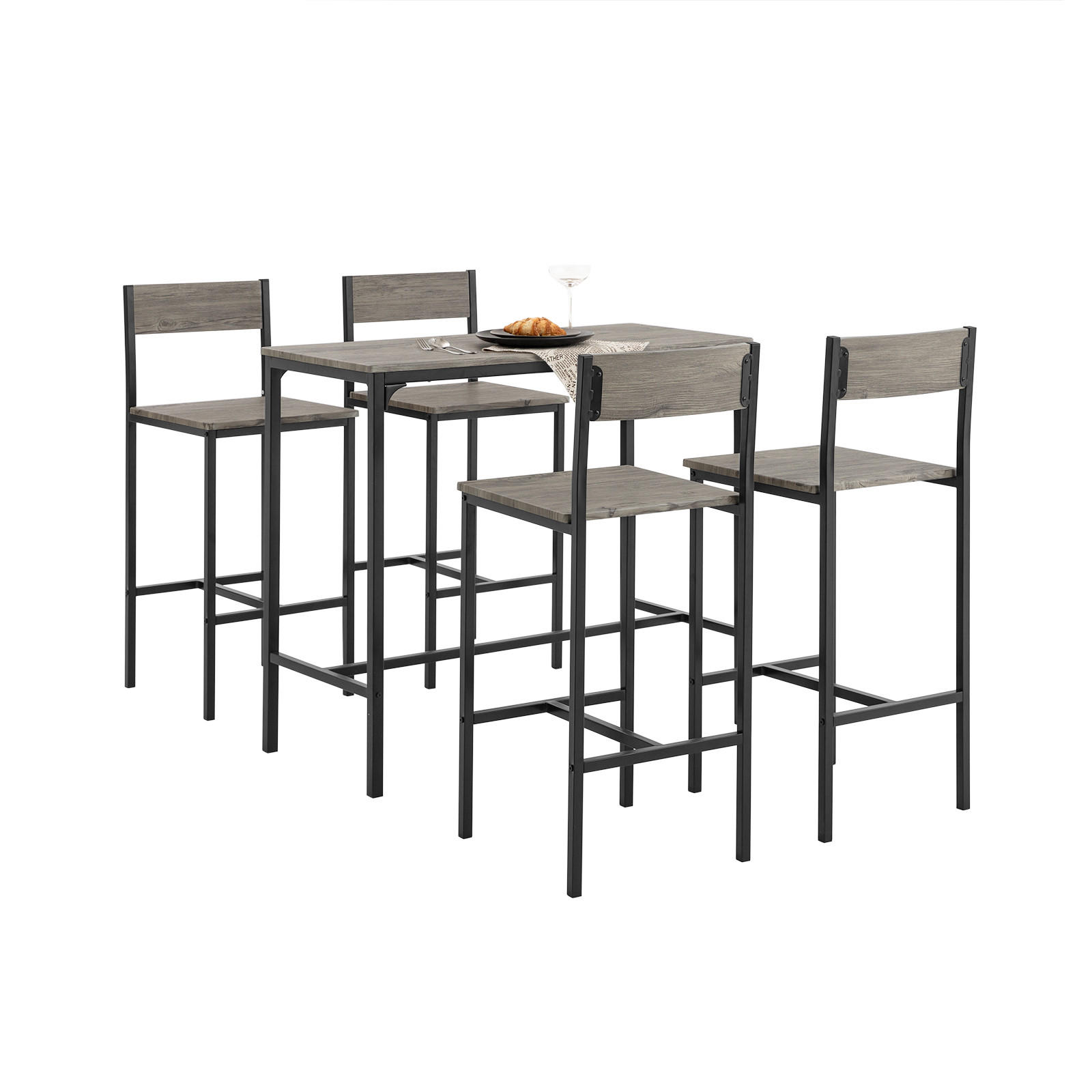 BARTISCH + 4 x BARSTÜHLE - Naturfarben, Holzwerkstoff (100/87/45cm) - SoBuy