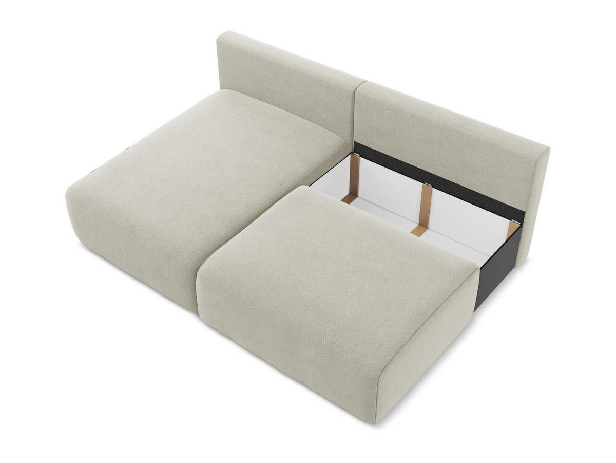 ECKSOFA mit Schlaffunktion links Strukturstoff Stoff Beige - Beige/Creme, Kunststoff/Textil (149/210cm) - Makamii