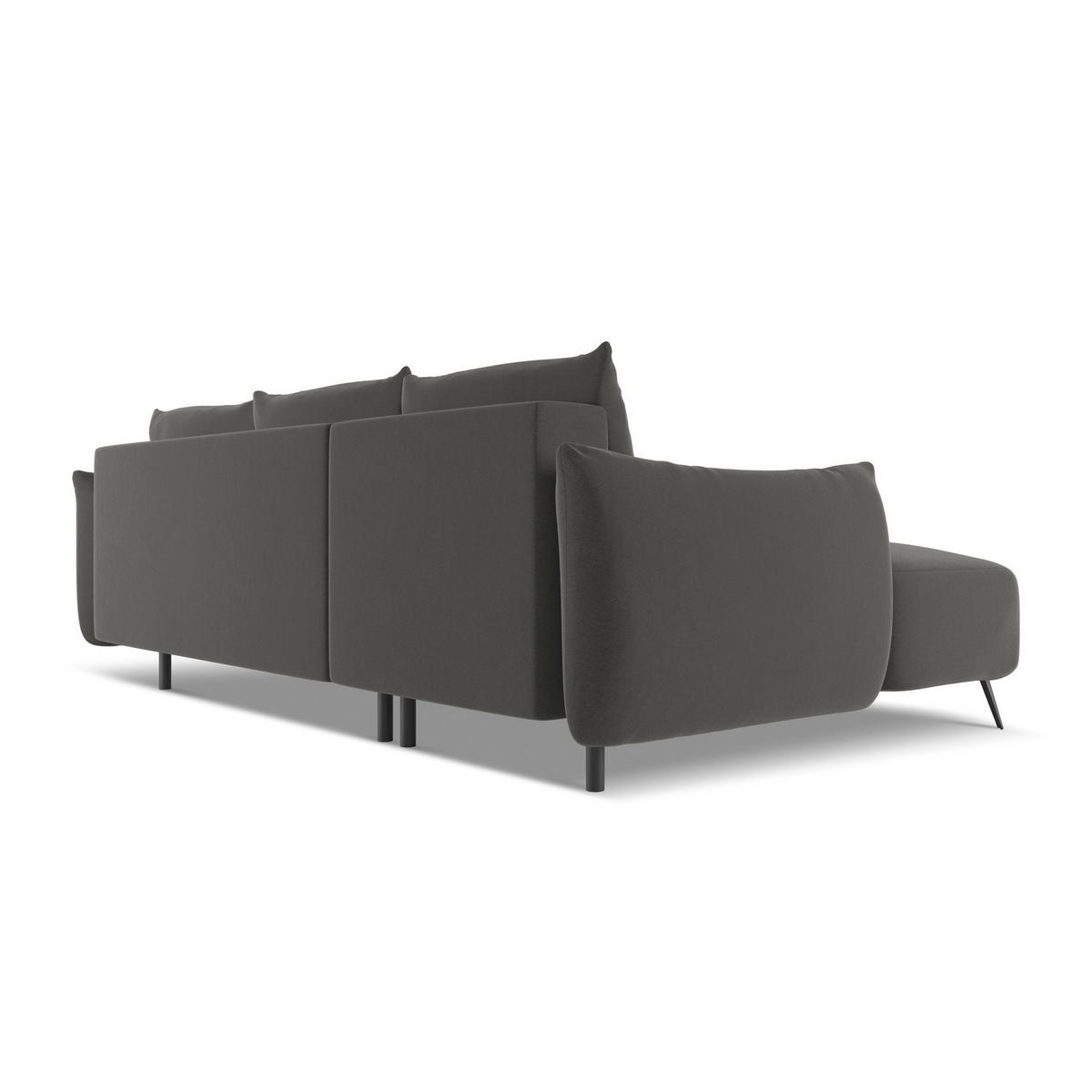 ECKSOFA mit Schlaffunktion Samt Stoff Grau - Dunkelgrau/Schwarz, Textil/Metall (162/242cm) - LaMiaSofa