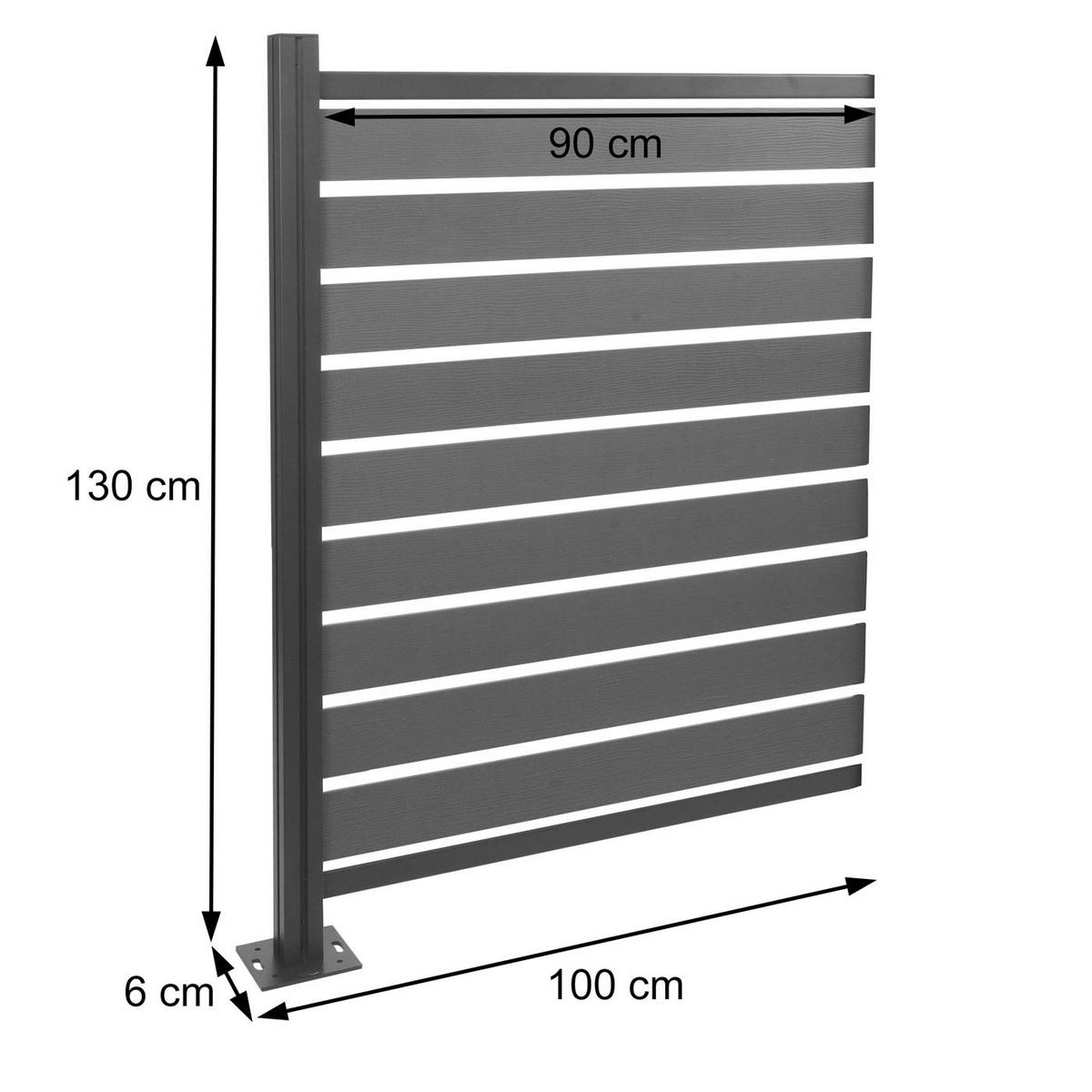 ALU MÜLLTONNEN-ZAUN Grau - Grau, Metall (100/130/6cm) - MCW