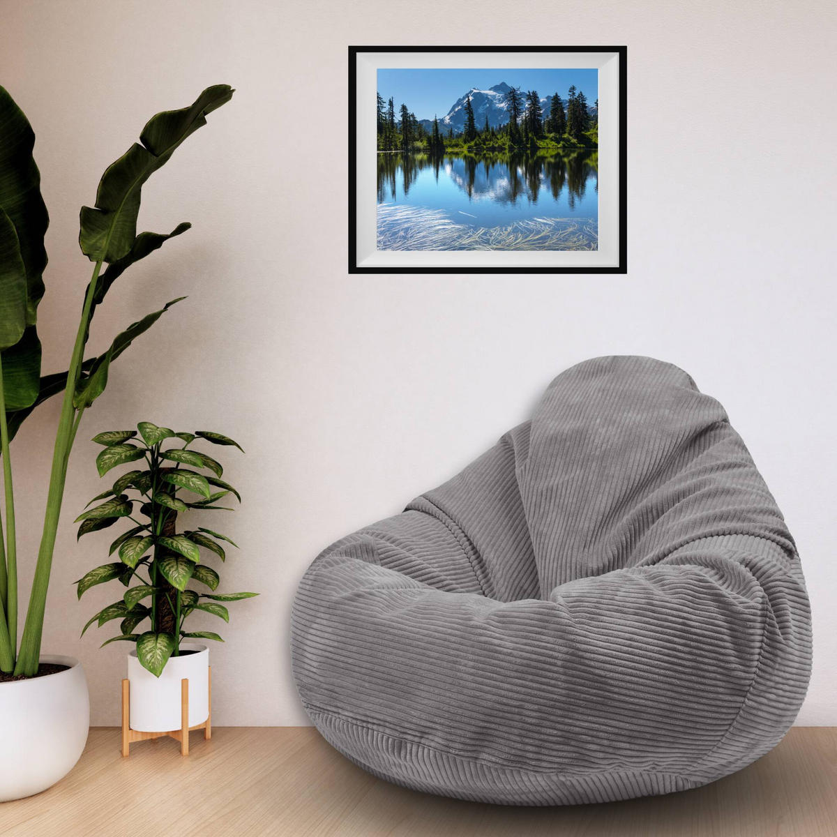 SITZSACK PARADISE MIT FUßSTÜTZE Kordsamt 2-tlg Frost Gray M - Grau, Textil (90/100/90cm) - Dreamroots