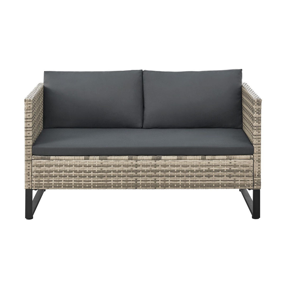 LOUNGEGARNITUR Santorini grau inkl. Abdeckung - Grau, Kunststoff/Metall - Juskys