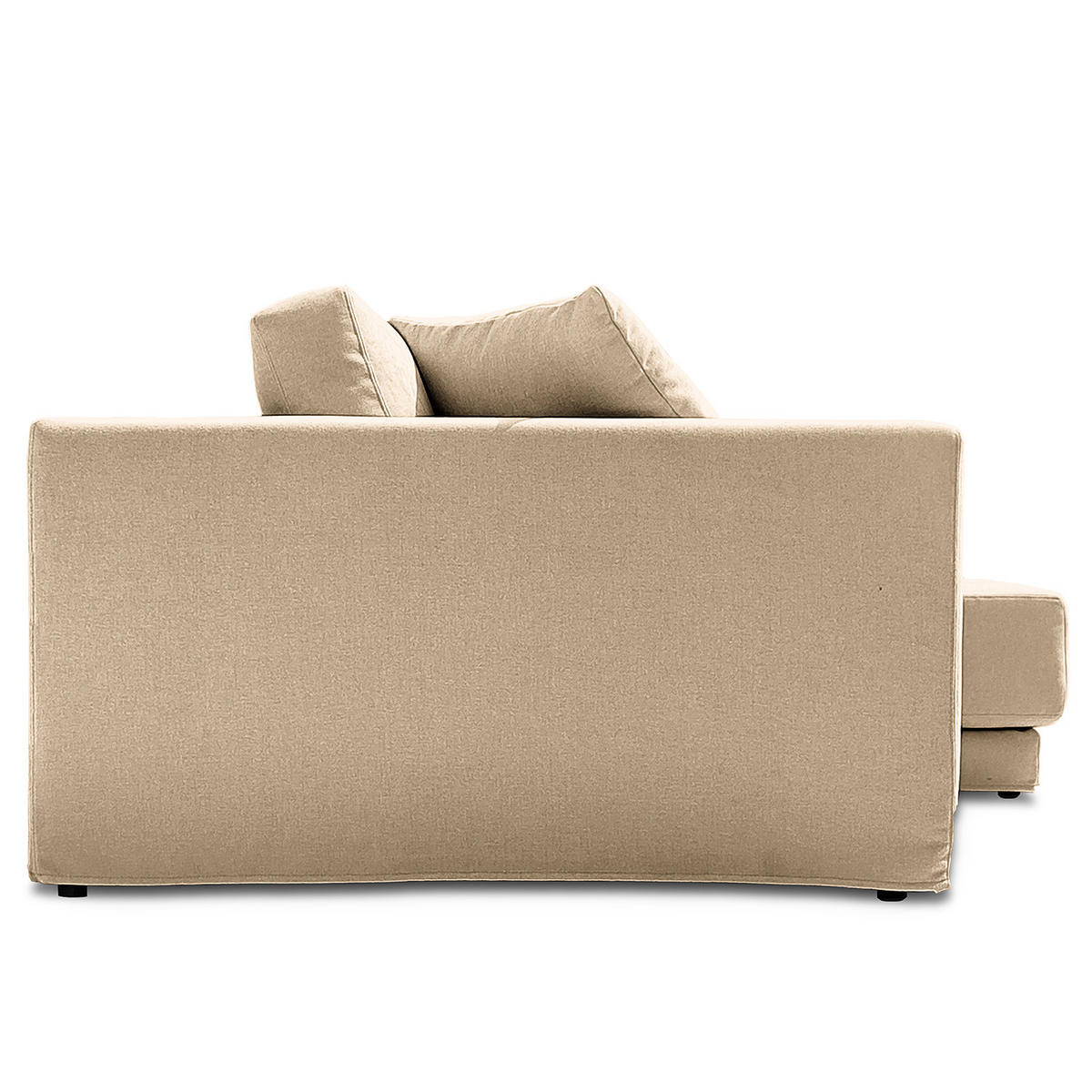 ECKSOFA mit Wechselbezug - Longchair, Webstoff - Beige/Schwarz, Kunststoff/Textil (260/155cm) - home24