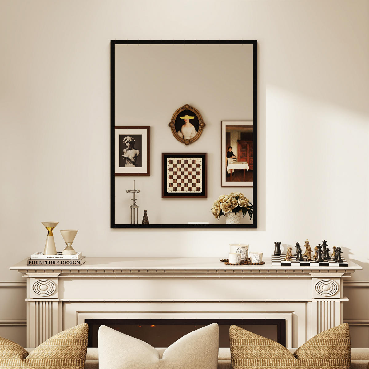 WANDSPIEGEL DE-14331 rechteckig 90x70 cm Schwarz - Schwarz, Glas (70/90/2cm) - ComfortXL