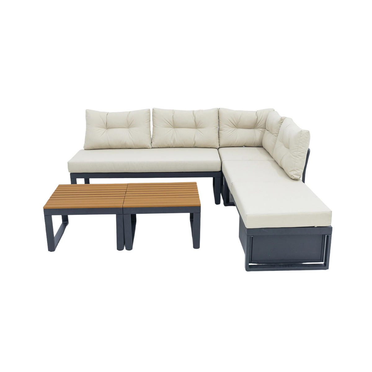SOFASET modular mit Liegefunktion und Stauraum Beige - Beige, Metall - Beauniv