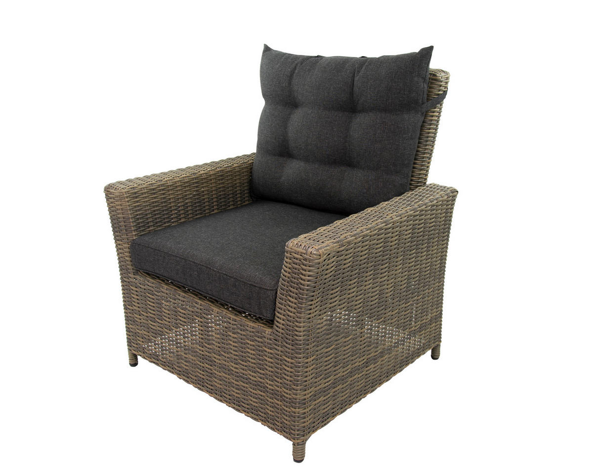 GARTEN-SITZGRUPPE Asti Braun Polyrattan für 7 Personen - Grau, Naturmaterialien - Green Spirit