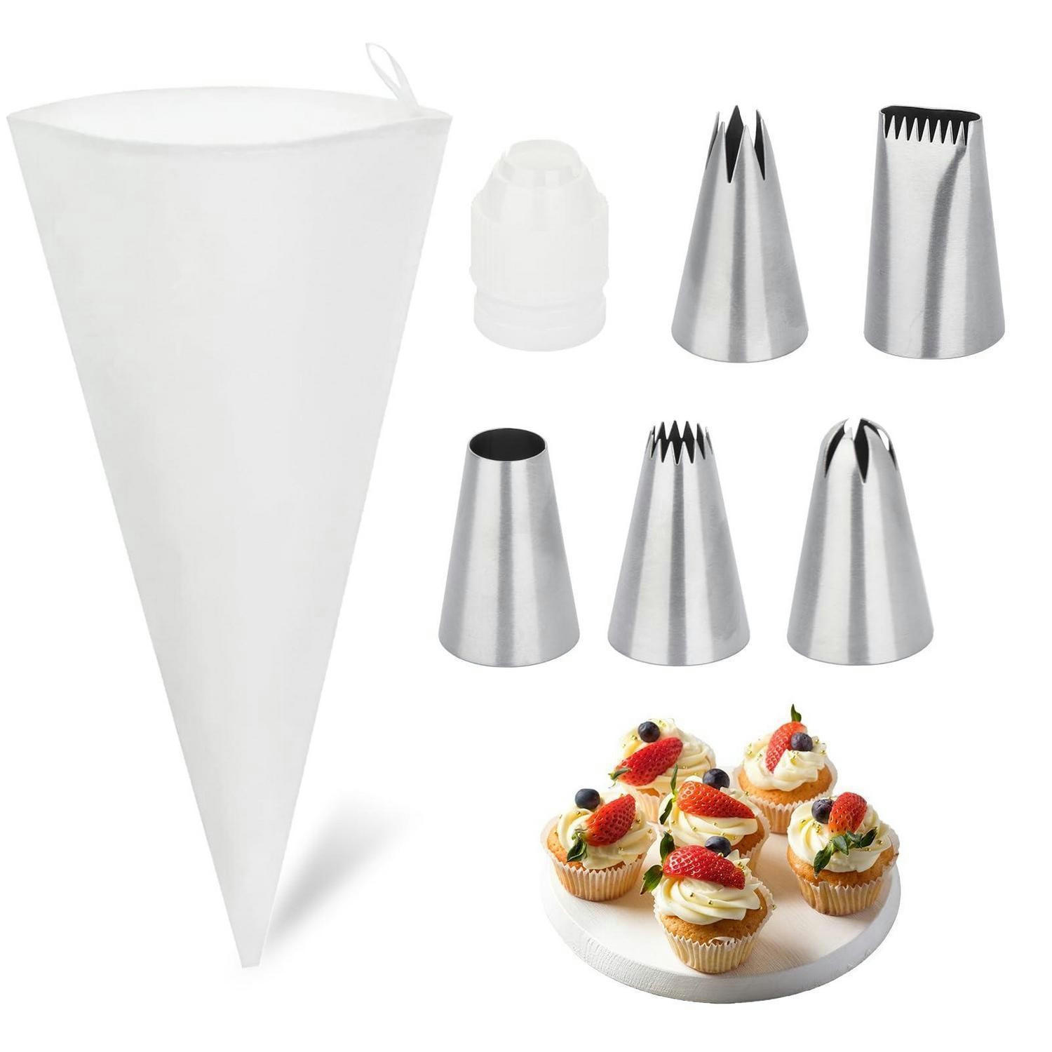 SPRITZBEUTEL Set mit 5 Tüllen Baumwolle Edelstahl - Silberfarben, Textil (23/40/40cm)