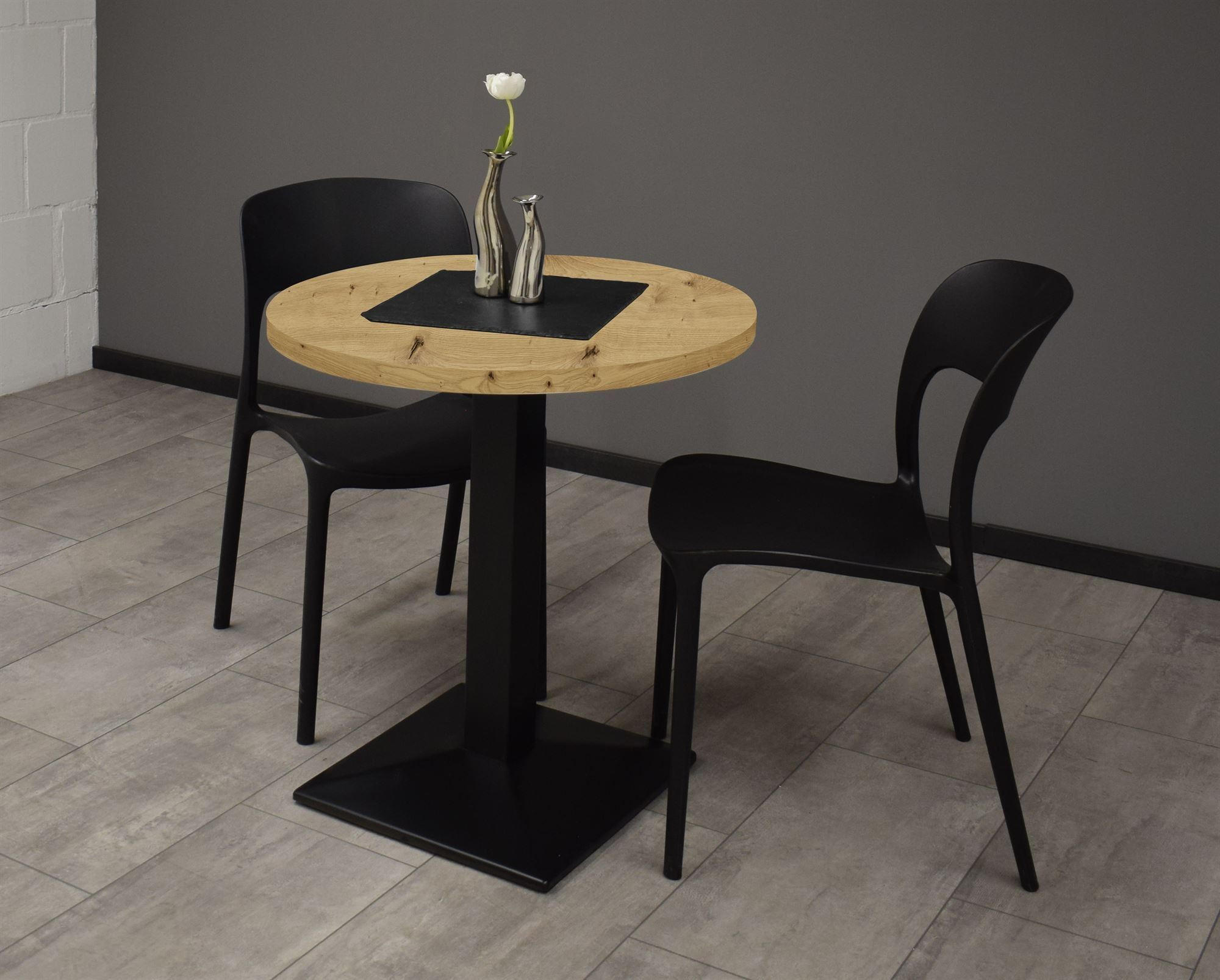 BARTISCH rund Elanur 70 cm schwarz matt/asteiche - Eiche Artisan, Metall (70/70/75cm) - 58aufmkessel