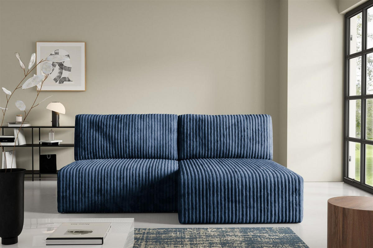 ECKSOFA Natalia Xs - Dunkelblau, Holzwerkstoff/Textil (210/149cm) - Fun Möbel