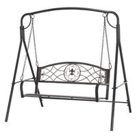 GARTENSCHAUKELBANK DE-07000 2-Sitzer, Vintage Design Messing-Optik - Schwarz, Metall (167/175/123cm) - ComfortXL