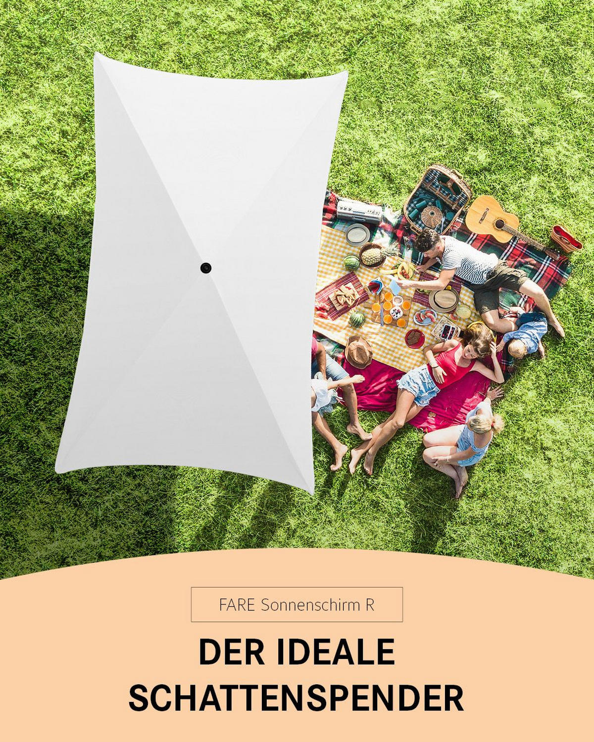 SONNENSCHIRM 122/200/126 cm - Weiß, Kunststoff (200/122cm) - FARE