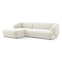 ECKSOFA Links Samt Stoff Beige - Beige/Creme, Kunststoff/Textil (156/280cm) - Makamii