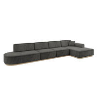 ECKSOFA Ottomane Rechts IREA-L3 - 412x165x80 cm Ecru - Anthrazit, Holzwerkstoff/Textil (412/165cm) - ALTDECOR