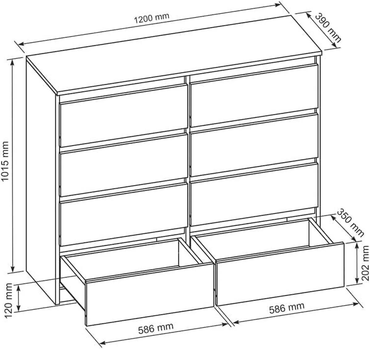 KOMMODE mit Schubladen SonomaEiche 120x101,5x39 cm - Sonoma Eiche, Holzwerkstoff (120/101/39cm) - MebLocker