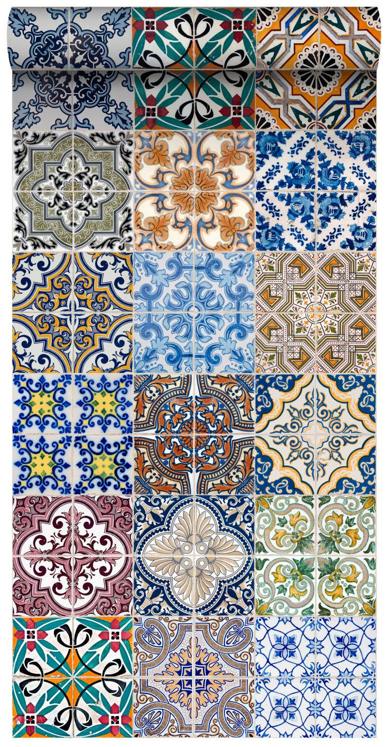 XXL-VLIESTAPETE spanische Fliesen 50 x 900 cm - Blau, Papier (50/900cm) - ESTAhome