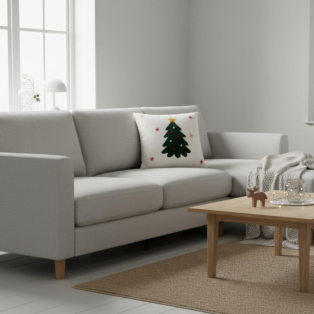 KISSEN Weihnachtsmotiv 44/44 cm weiß - Weiß, Textil (44cm) - Home Styling Collection