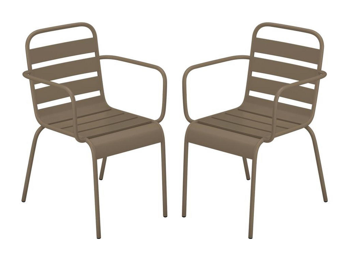 GARTENSESSEL stapelbar 2er-Set - Metall - Taupe - MIRMANDE von MYLIA - Braun, Metall (59/79/56cm) - Vente-Unique