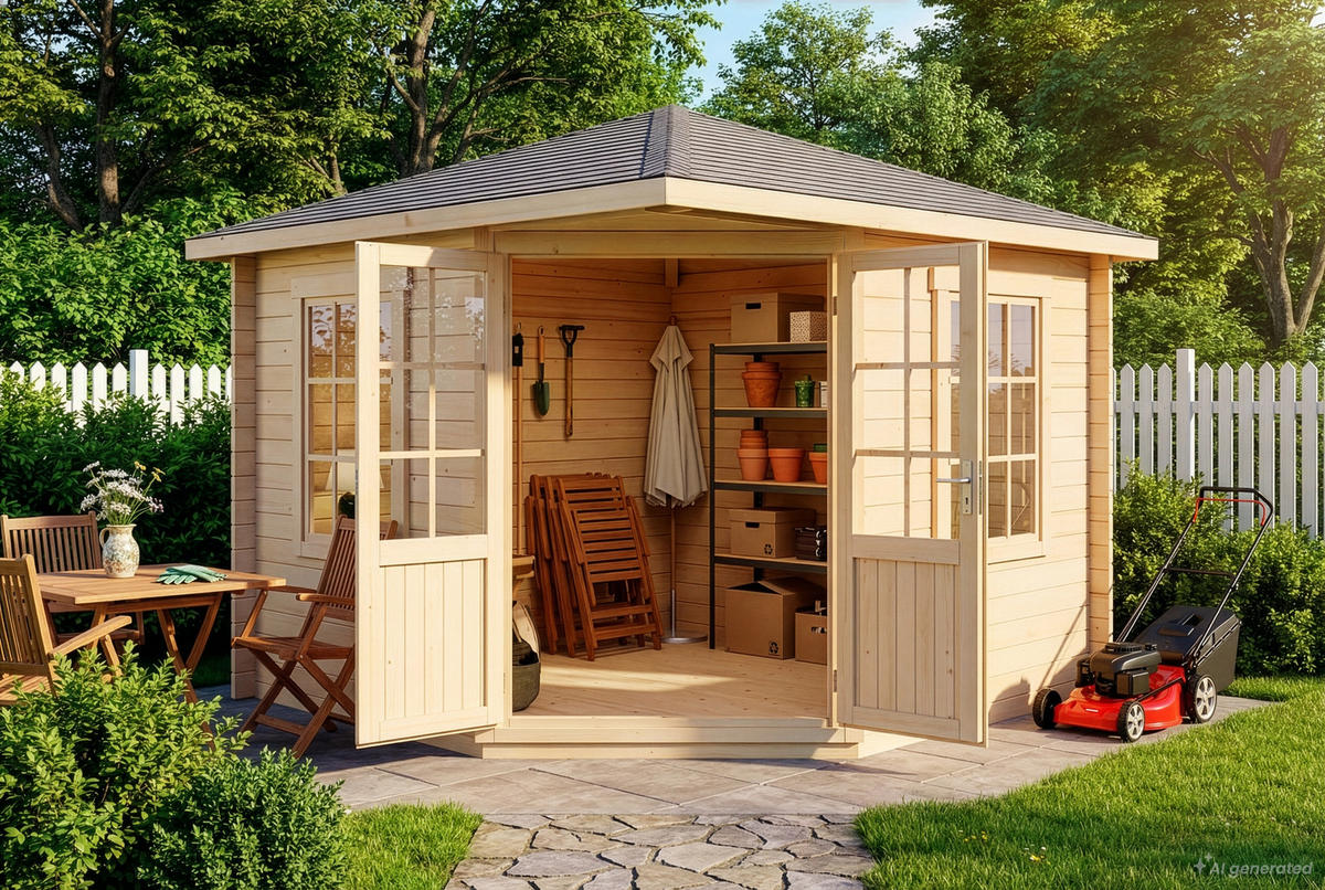 GARTENHAUS Holz Monica - Naturfarben, Holz (320/266/320cm) - Alpholz