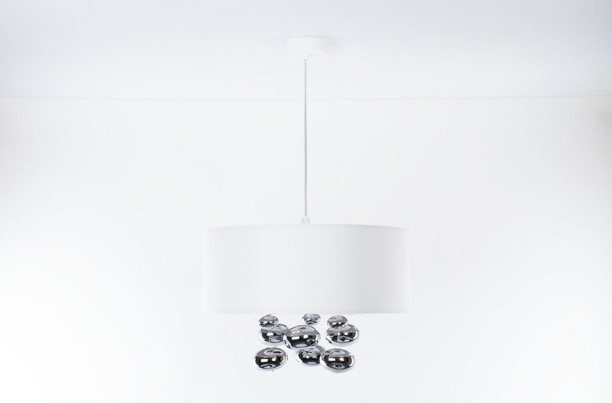 HÄNGELEUCHTE Silber 40/96 cm - Silberfarben/Weiß, Kunststoff (40/1/96cm) - ONZENO