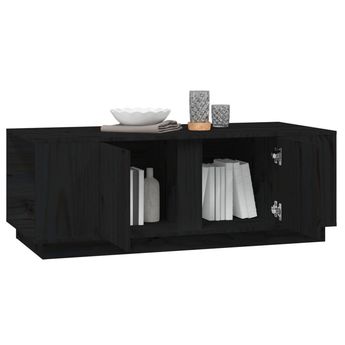 COUCHTISCH Schwarz 110x50x40 cm Massivholz Kiefer - Schwarz, Holz (110/50/40cm) - furnicato