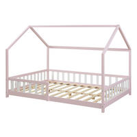 HAUSBETT Hesel - Rosa/Weiß, Holz (140/200cm) - [en.casa]