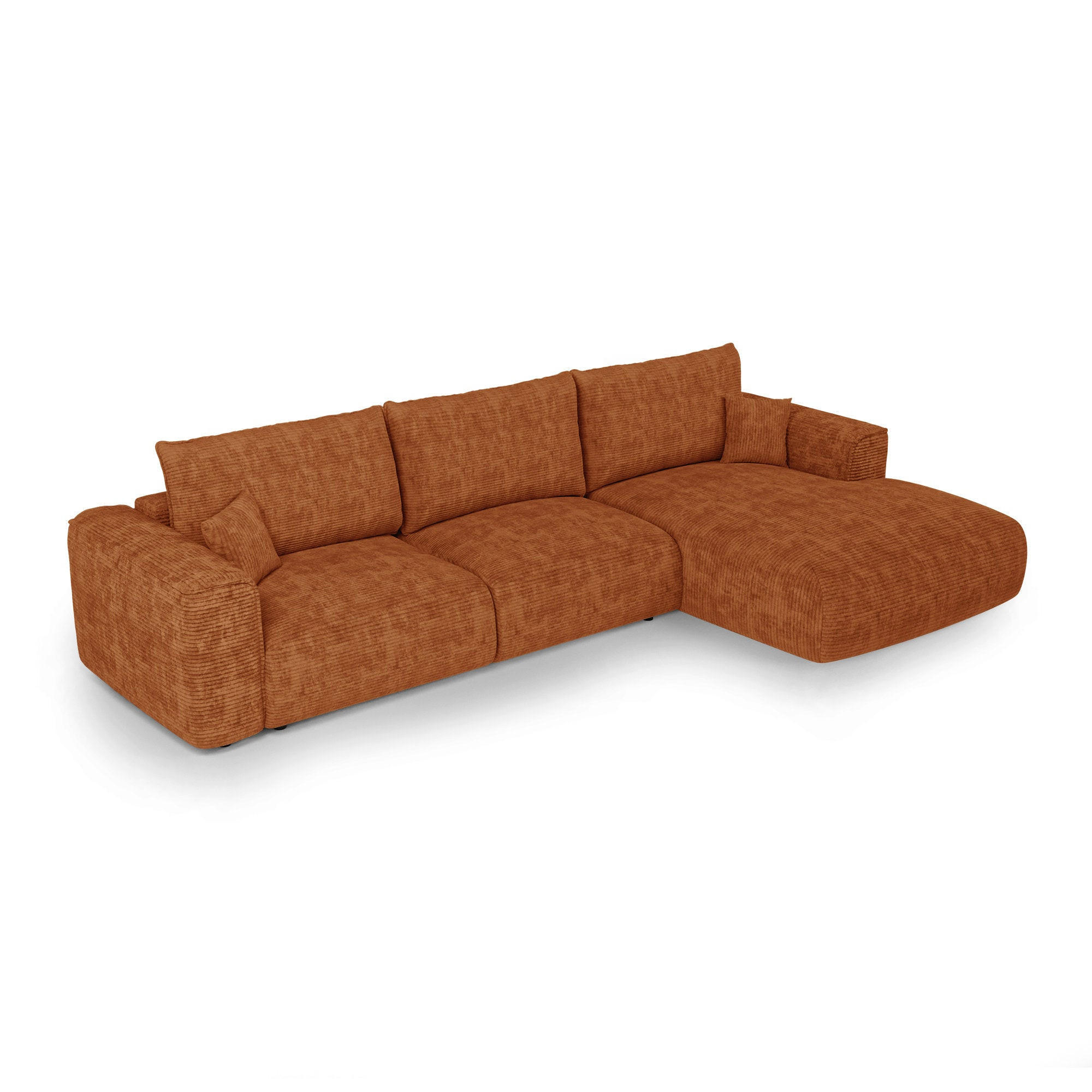 ECKSOFA rechtwinklig COMO Cord Terrakotta 297cm - Dunkelorange/Terracotta, Textil (297/167cm) - Premium Interiors