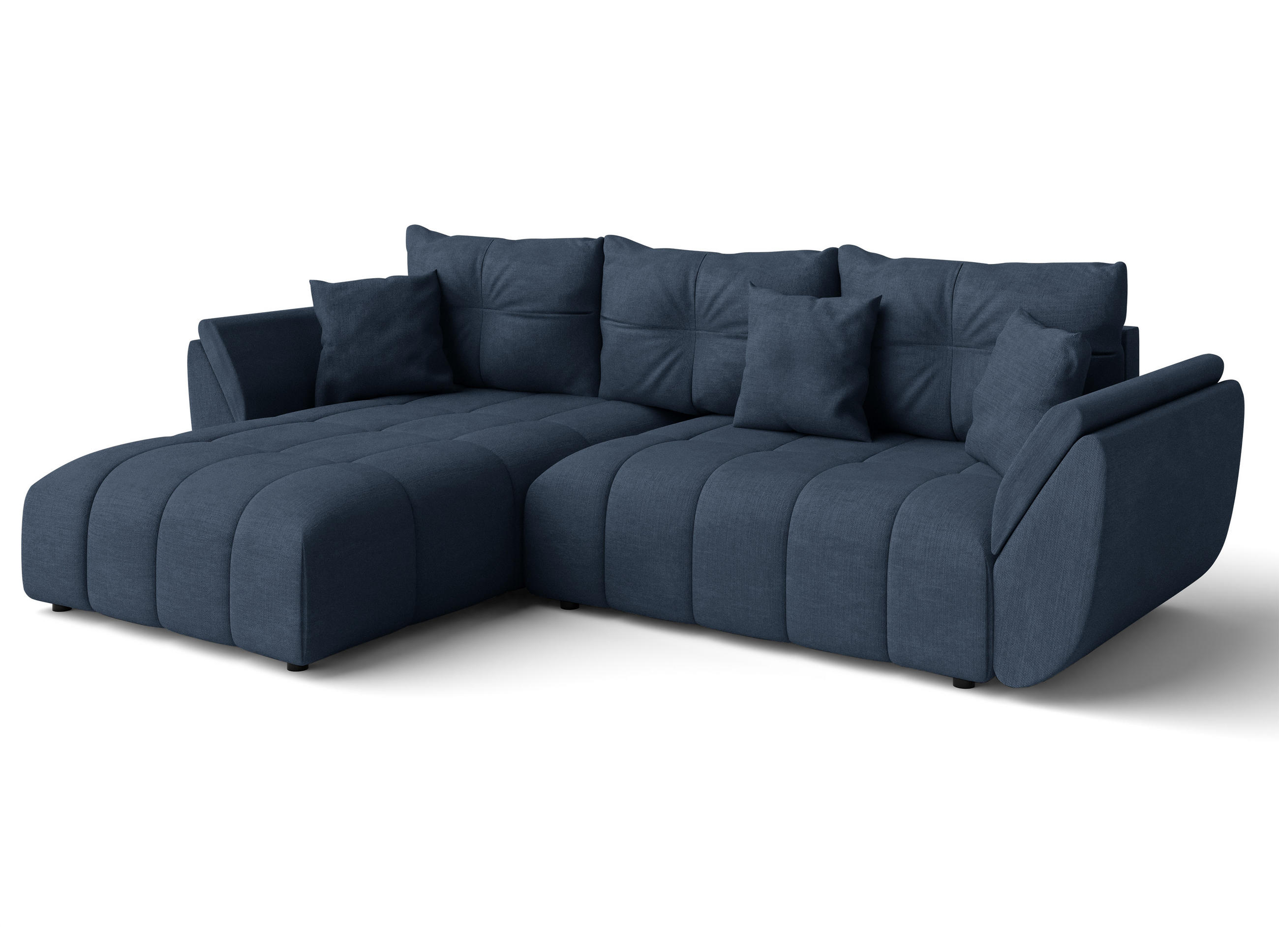 ECKSOFA L Form Verciani Blau 266/190/91 cm mit Schlaffunktion - Blau/Schwarz, Kunststoff/Textil (266/190cm) - AX Living