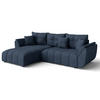 ECKSOFA L Form Verciani Blau 266/190/91 cm mit Schlaffunktion - Blau/Schwarz, Kunststoff/Textil (266/190cm) - AX Living