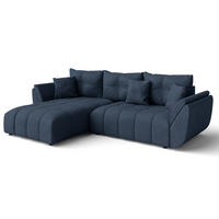 ECKSOFA L Form Verciani Blau 266/190/91 cm mit Schlaffunktion - Blau/Schwarz, Kunststoff/Textil (266/190cm) - AX Living