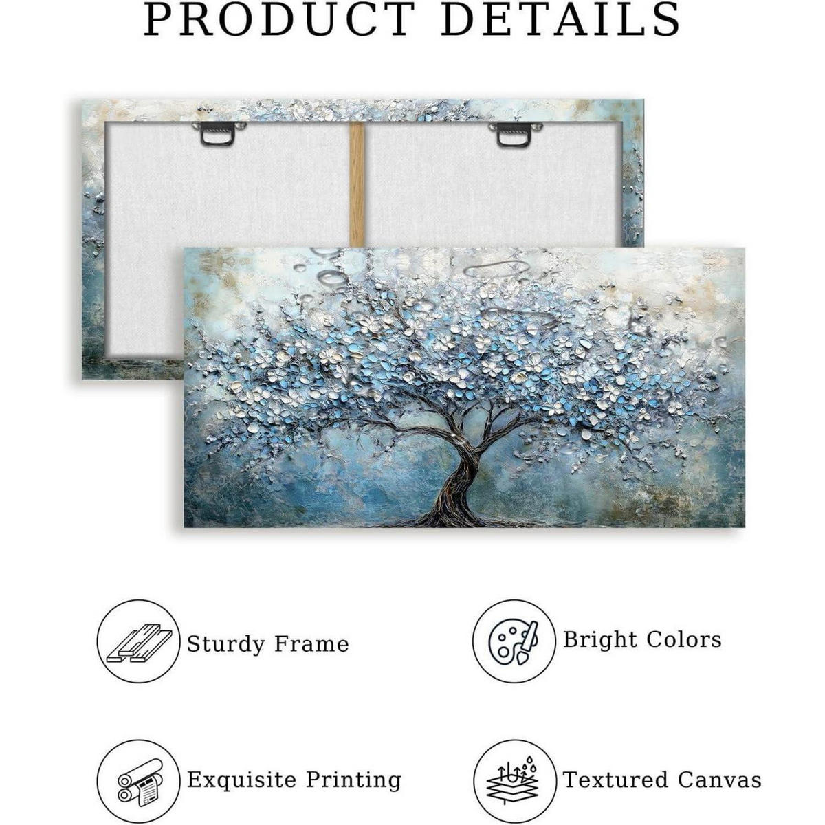 WANDBILD Blühender Baum 73 x 146 cm Leinwand Blau Abstrakt - Blau, Papier (73/0.5cm)