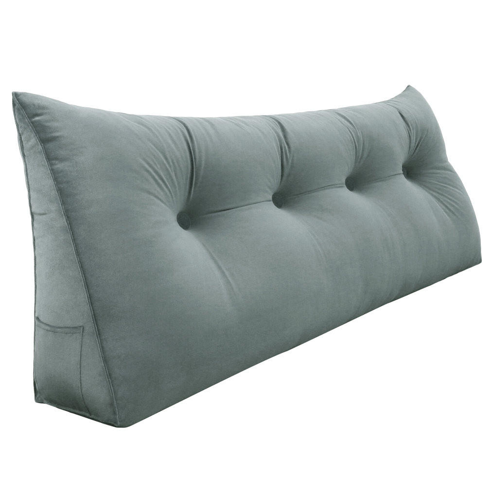 RÜCKENKISSEN für Bett Samt Grau 120 cm - Grau, Textil (50/120cm) - Vercart