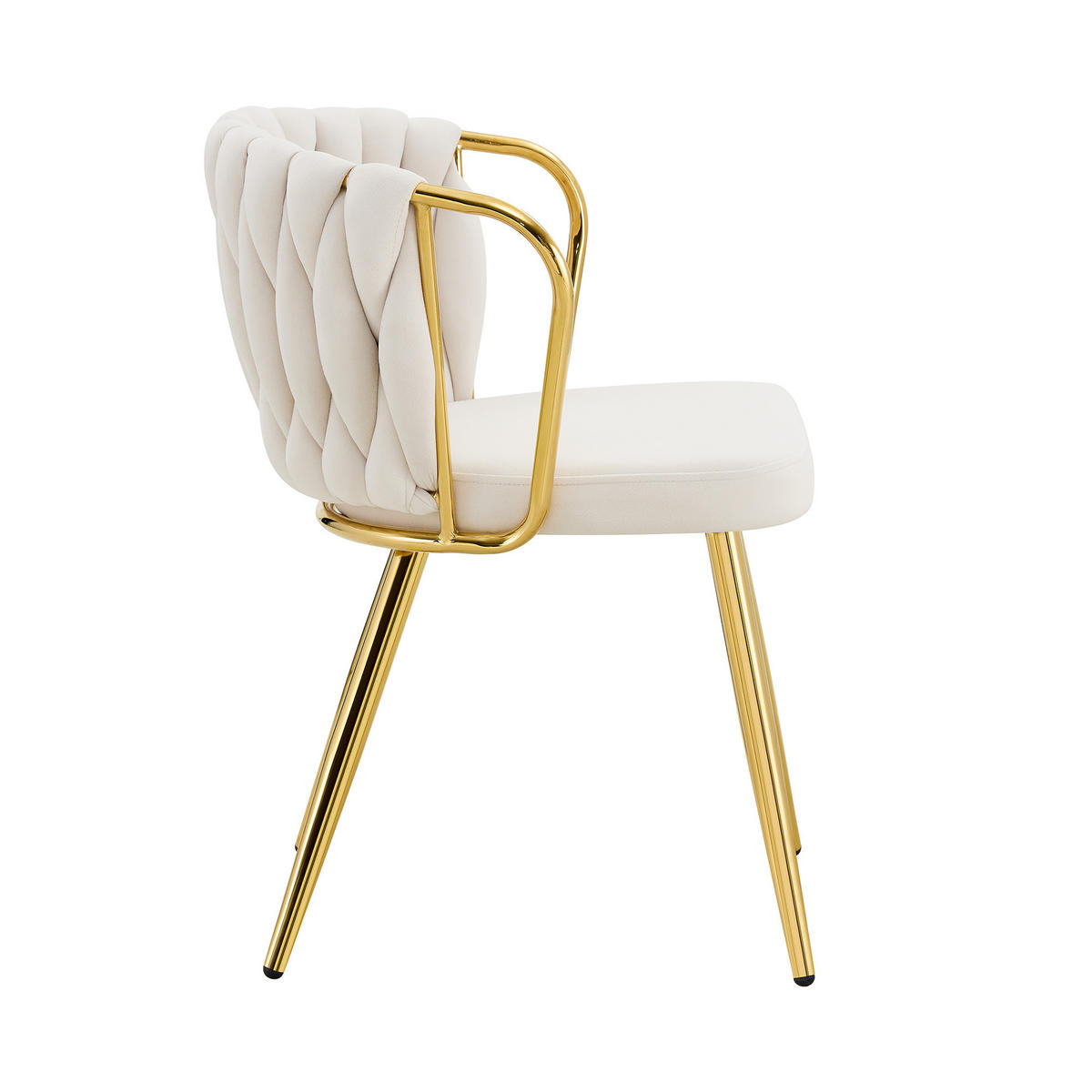ESSZIMMERSTUHL 2ER-SET aus Samt mit goldenen Beinen, ergonomisch gepolstert - Beige, Textil (43/76/58cm) - Urban Meuble