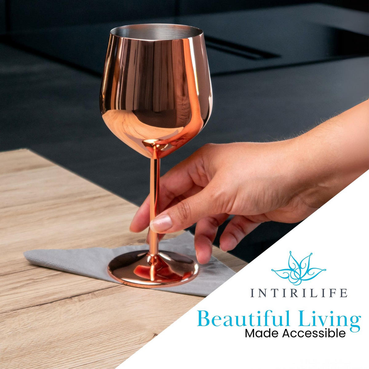 WEINGLAS-SET Edelstahl 400 ml (2er-Set) - Rosa, Metall (0.4L) - Intirilife