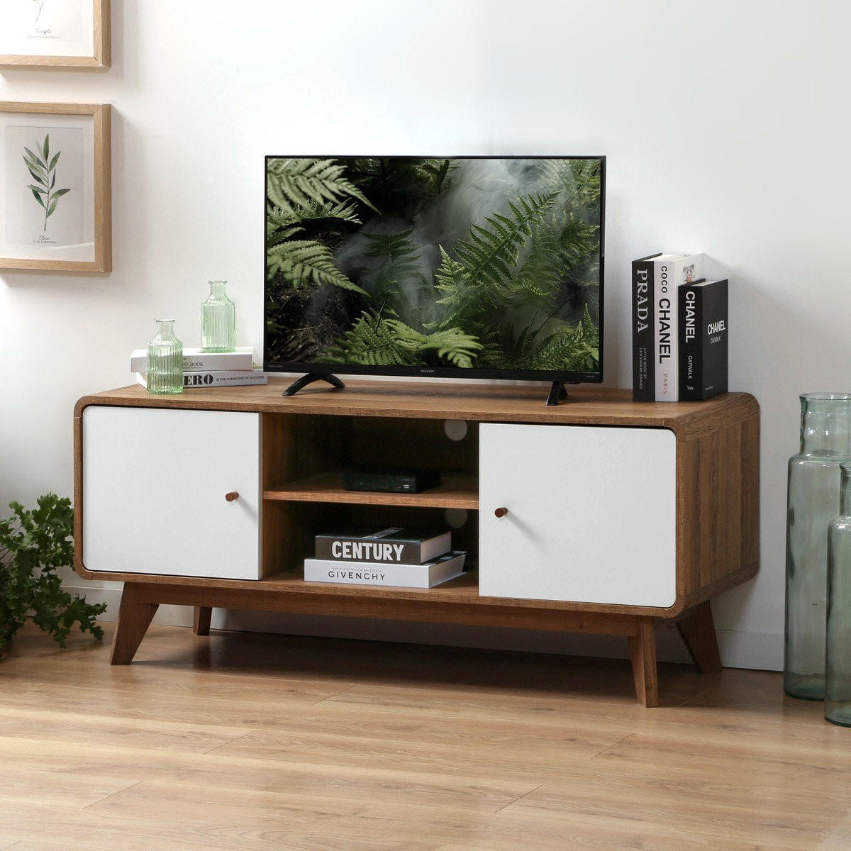 TV-MÖBEL 2 türen und 2 fächer albura 39/53/128,5 cm - Nussbaumfarben, Holzwerkstoff (39/53/128.5cm) - Calicosy