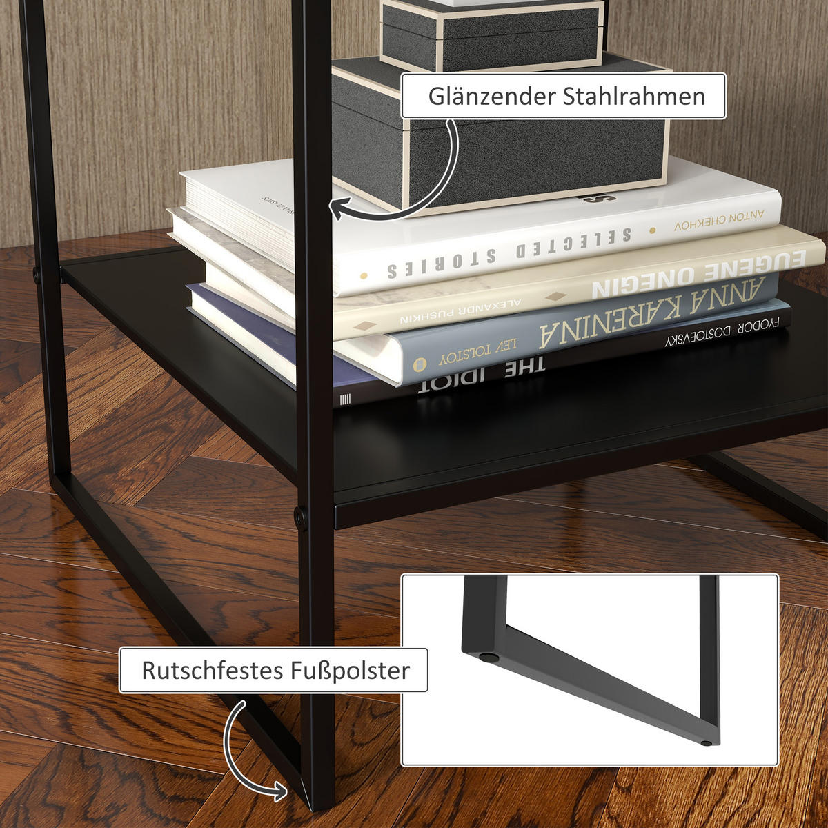 BEISTELLTISCH, Stahl, Schwarz - Schwarz, Metall (40/40/45cm) - HOMCOM