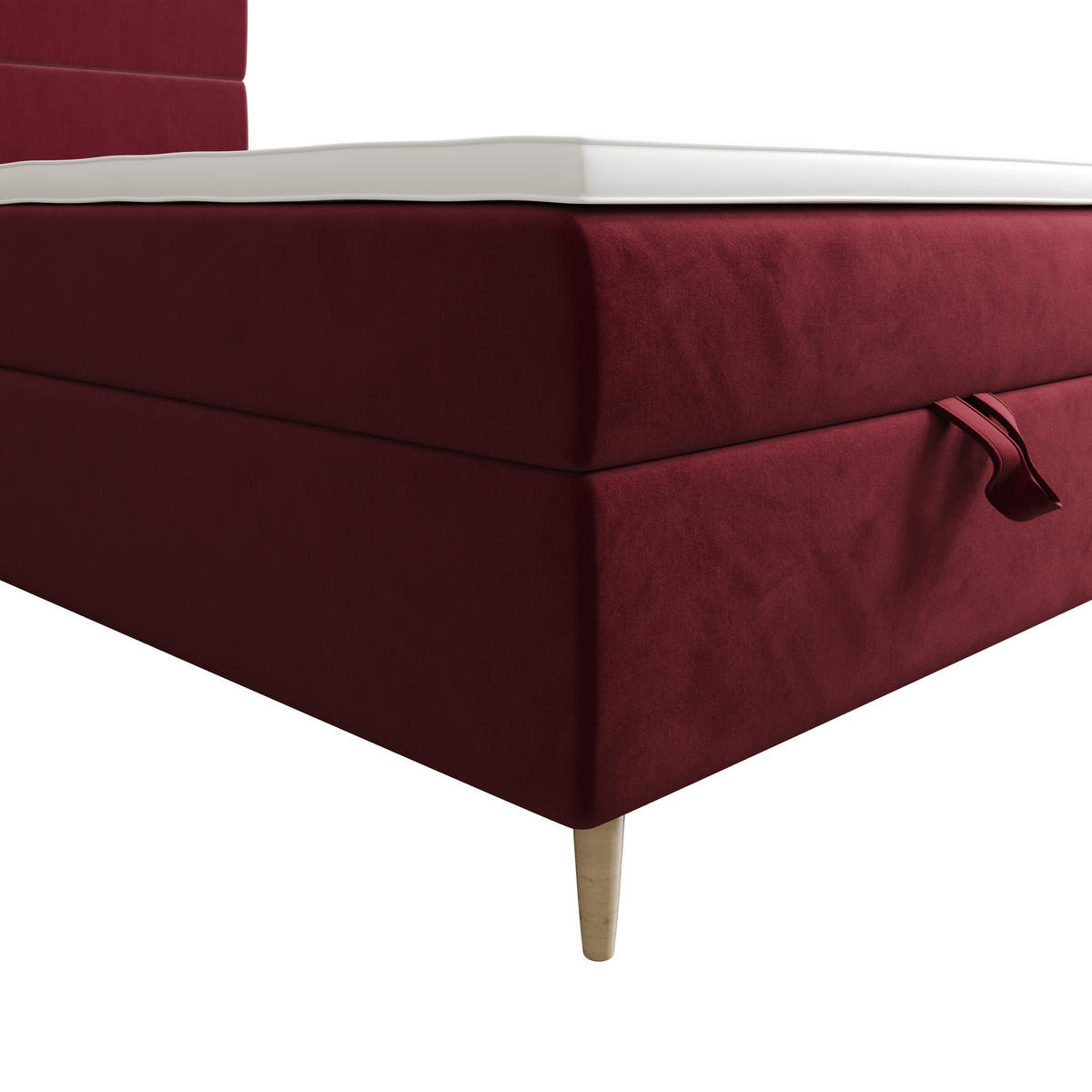 BOXBETT FLO 90x200 Itaka 34, mit Matratze H3, Bonell und Topper, Rot - Rot, Holz/Textil (90/200cm) - Bedante