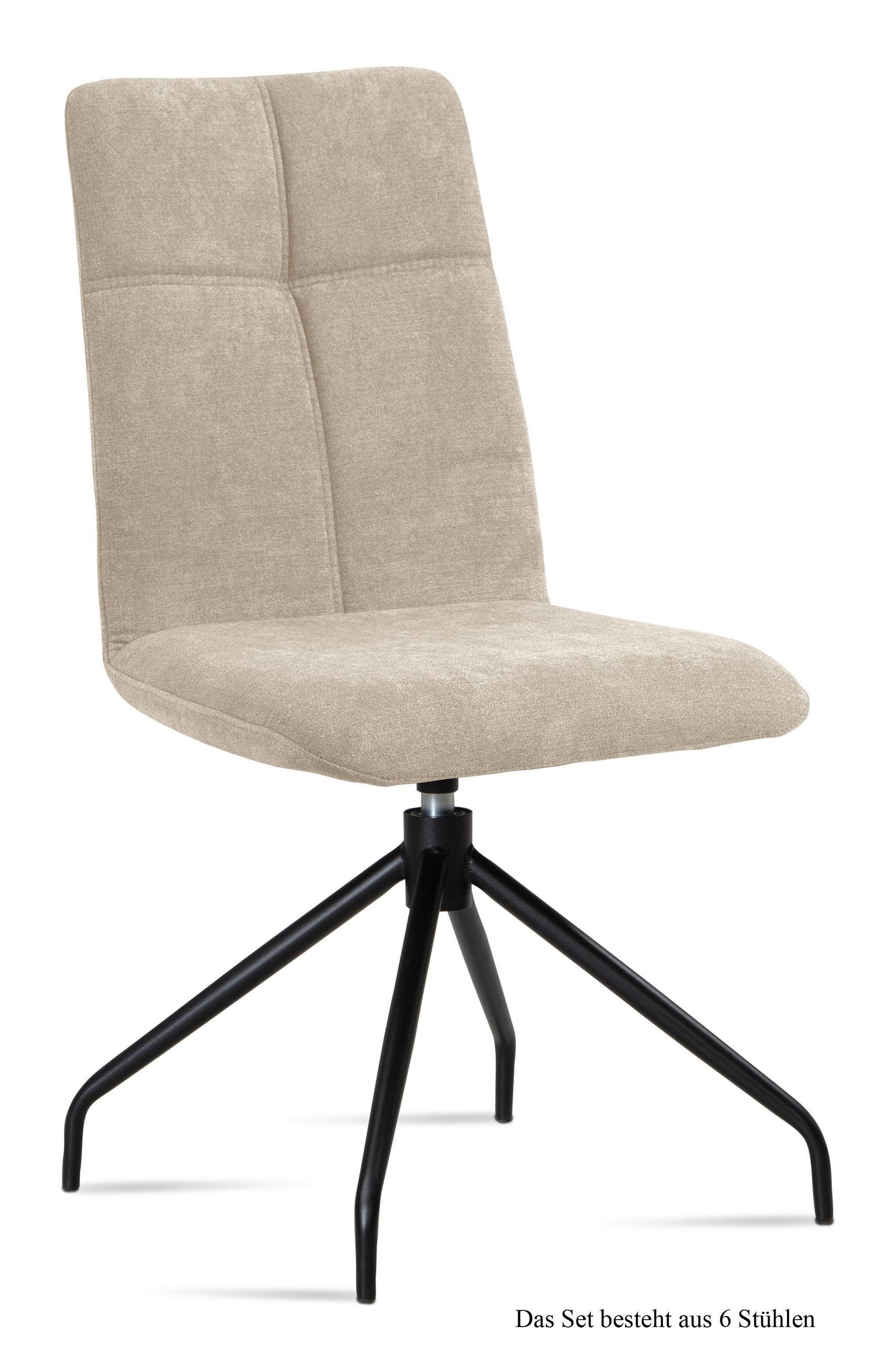 ESSZIMMERSTUHL drehbar (6er-Set) Dniren 47x92x60 Schwarz/Natur - Schwarz/Naturfarben, Kunststoff (60/92/47cm) - 58aufmkessel
