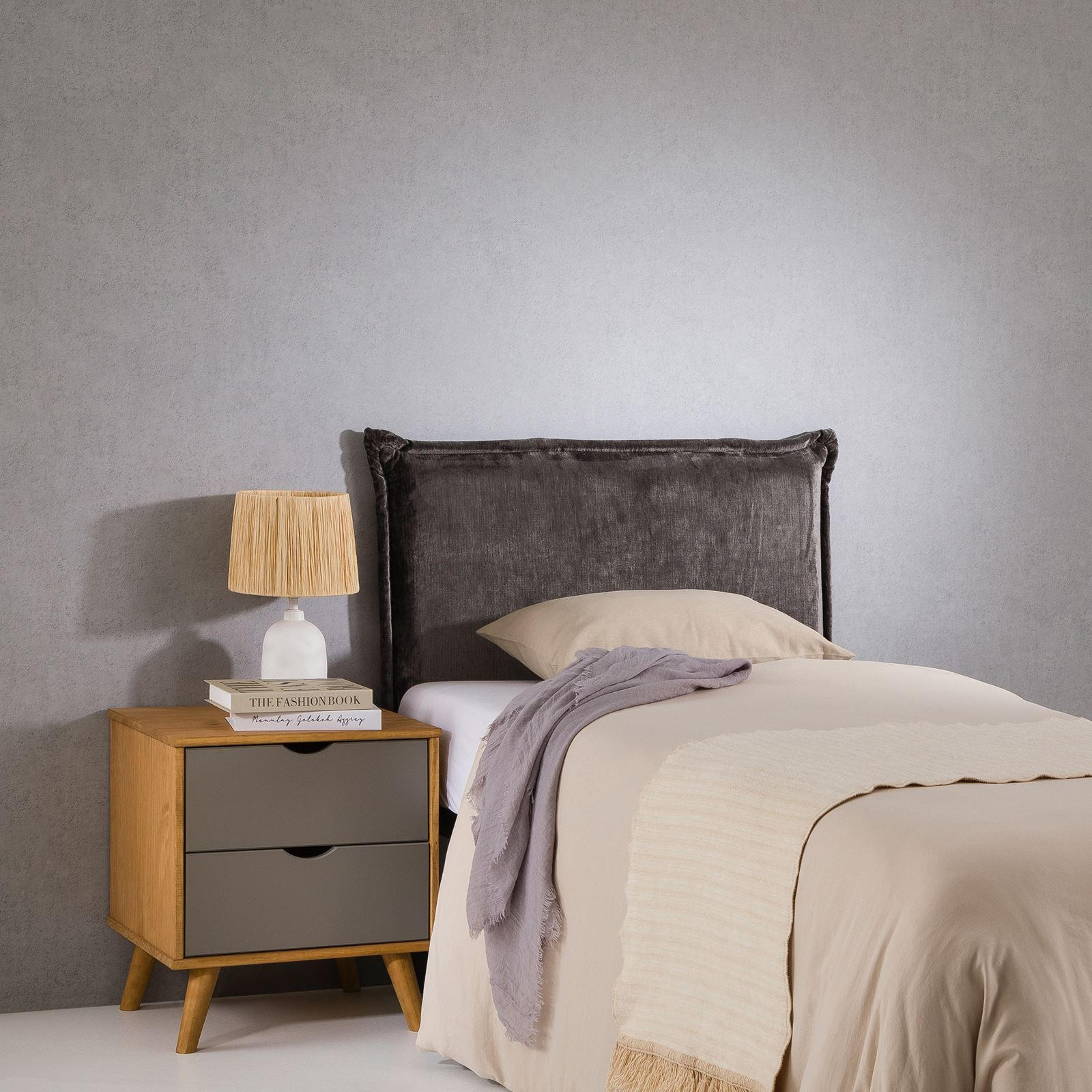 KOPFTEIL DELMO 90X190 CM - Grau, Textil (91/99/7cm) - IDIMEX