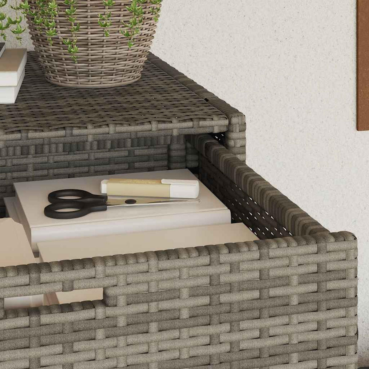 GARTENSCHRANK Grau 105/55/113 Cm Poly Rattan - Grau, Kunststoff (105/113/55cm) - vidaXL