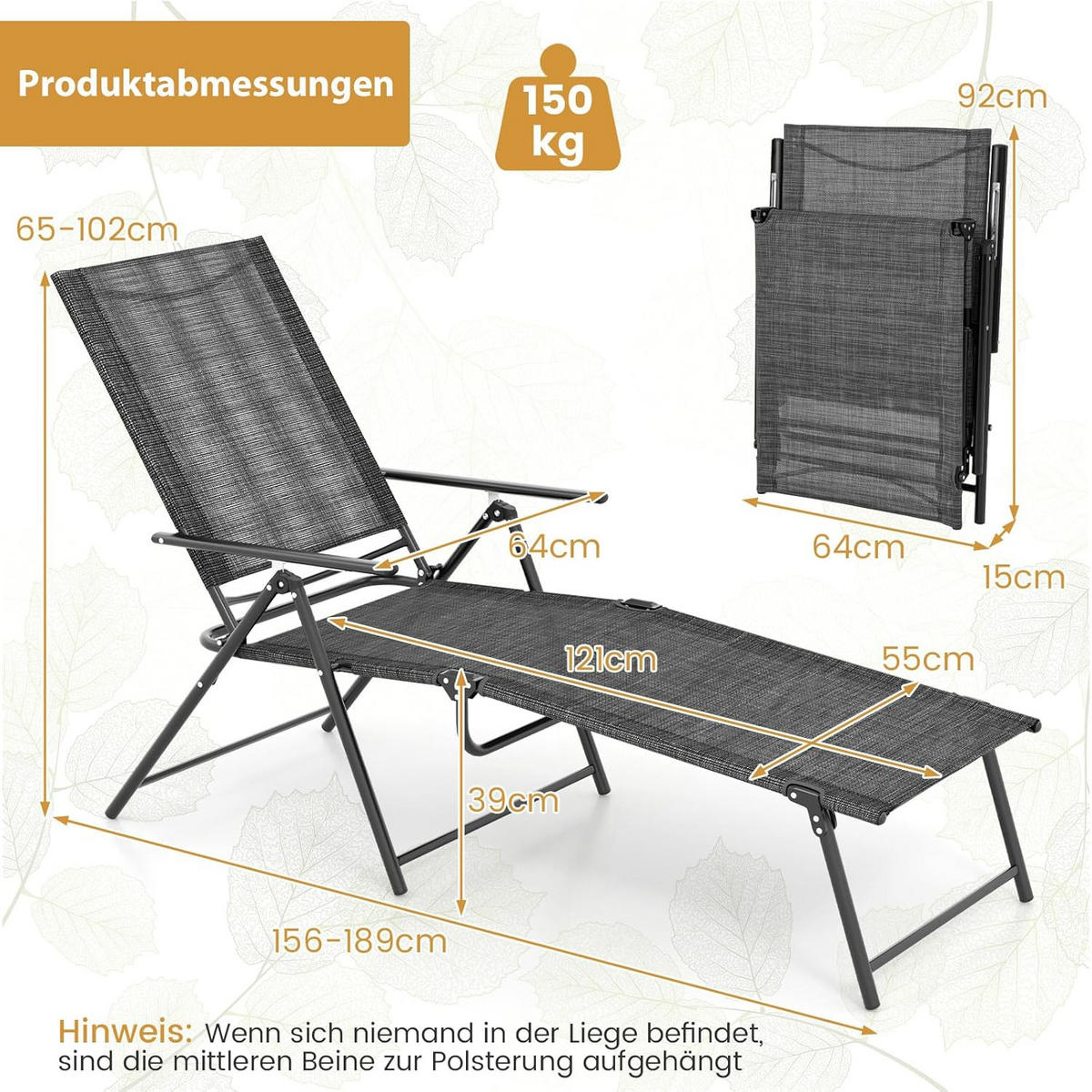 SONNENLIEGEN 2er-Set Grau - Grau, Metall (64/102/189cm) - COSTWAY