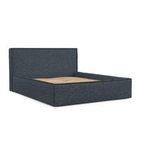 POLSTERBETT Sato mit Stauraum 120/200 cm Marineblau im Modesto Stoff - Schwarz/Naturfarben, Holz/Holzwerkstoff (120/200cm) - AltaBeds
