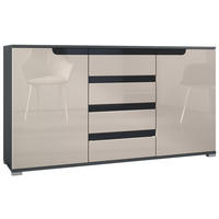 SIDEBOARD Sylt Sandgrau Hochglanz / Schwarz Hochglanz - Sandfarben, Holzwerkstoff (138.5/75.5/35cm) - Vladon