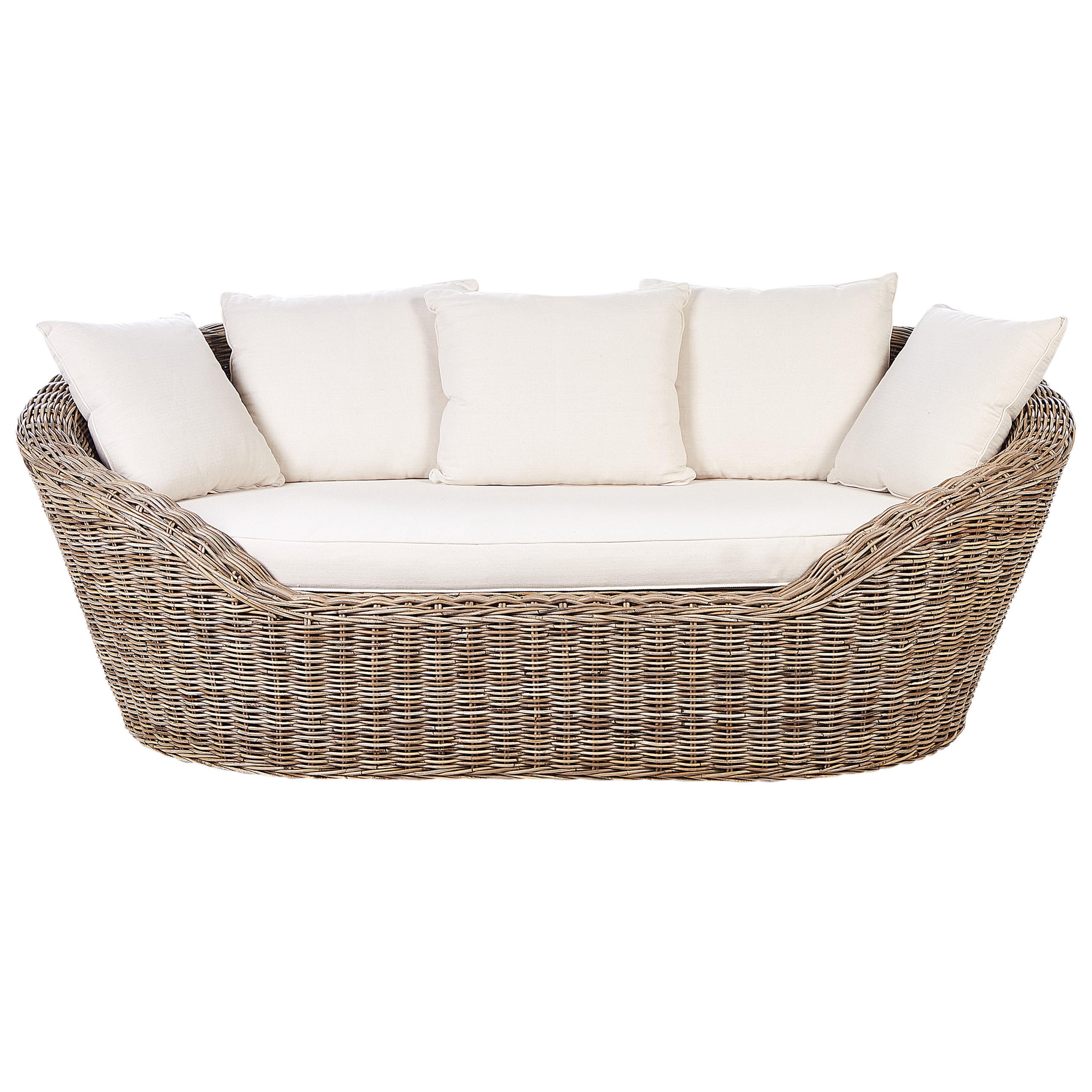 SONNENINSEL 2-Sitzer Naturfarben Cavo - Beige/Naturfarben, Naturmaterialien (227/80/124cm) - Beliani
