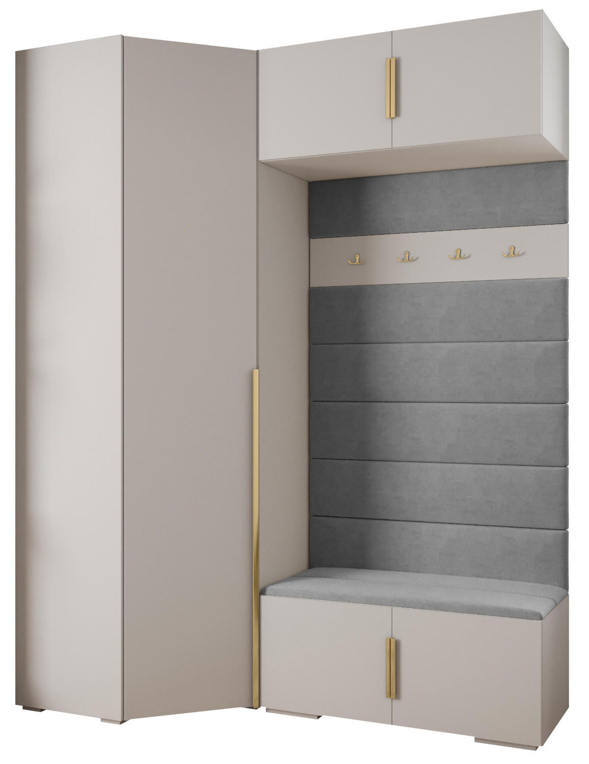 GARDEROBEN-SET 236,7/181,7/47 - Goldfarben/Weiß, Holz/Metall (181.7/236.7/47cm) - Abiks Möbel