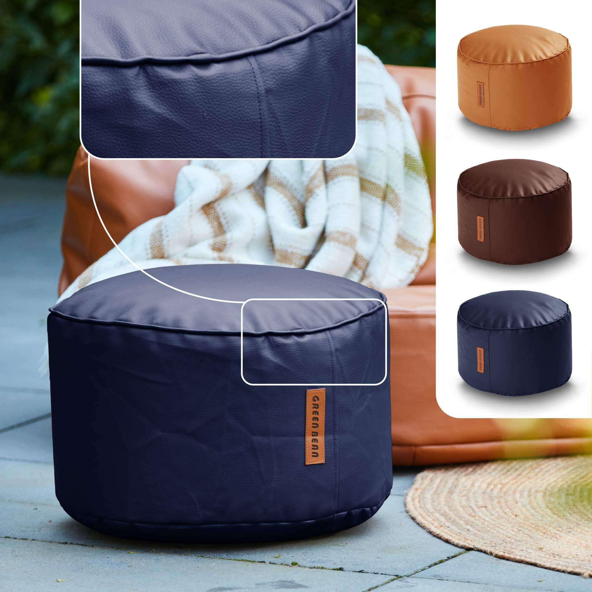 SITZSACK-HOCKER 43x30cm - KUNSTLEDER - Dunkelblau, Textil (43/30/30cm) - Green Bean